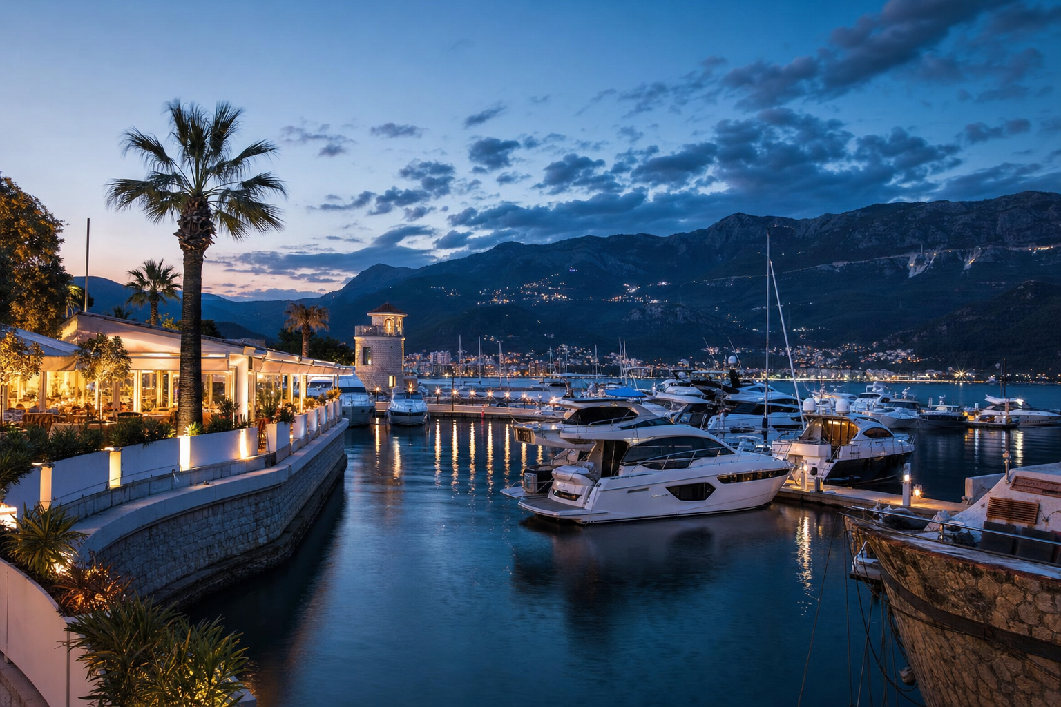 Marina at blue hour